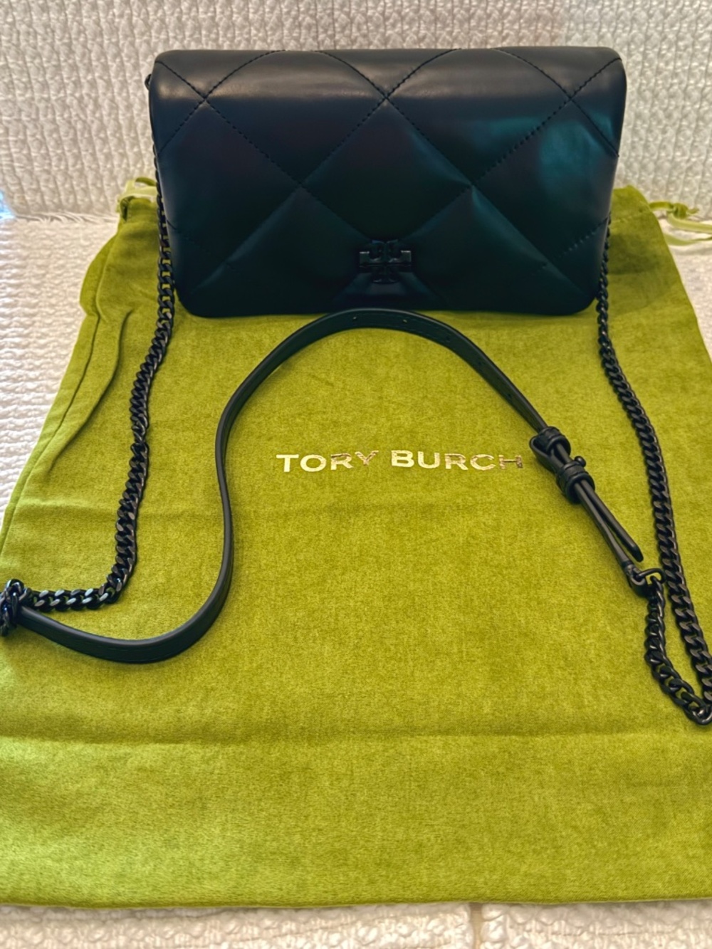 Tory Burch Kira Diamond Quilt Small Shoulder Bag Black 154706 NWT - Picture 7 of 11